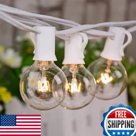 B07mmgm5ll Romasaty 25ft Outdoor White String Lights With 27 Clear Bulbs G40 Globe Patio S
