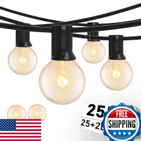 B07rgzk8vh Romasaty 25ft String Lights G40 Outdoor Edison Light Bulbs Clear G