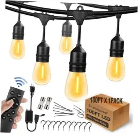 Rse26-1810030 Rongsheng 100ft Outdoor String Lights With Remote Control 100 Feet 2200k S14