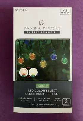 Room & Retreat 708820861190 Outdoor String Lights G50 Globe Bulbs Patio Yard Garden Waterproof 21.5ft Room & Retreat 708820861190 Outdoor String Lights G50 Globe Bulbs Patio Yard Garden Waterproof 21.5ft