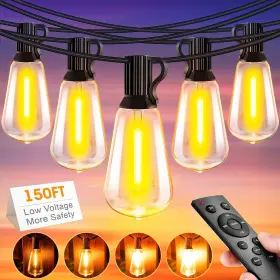 Cmc-o581 Rovnoes Outdoor String Lights With Remote 150ft Low Voltage More Safety Waterproof &