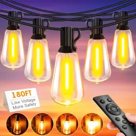 Cmc-o621 Rovnoes Outdoor String Lights With Remote 180ft Low Voltage More Safety Waterproof &