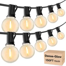 Rtty 445024632616 Outdoor String Lights 150 Ft G40 Led Patio Light Plug-in 77 Plastic Ediso