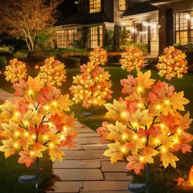 Ips386 Ruidazon 8 Pack Solar Fall Lights Outdoor Maple Stake 160 Led Waterp