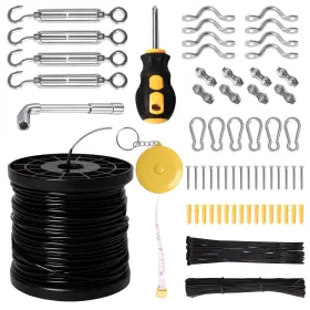 Rycaro 070002529903 String Light Hanging Kit 164 Ft Nylon Coated Stainless Steel Guy Wire