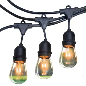 C01-rzs Rzsaida Light Outdoor String Lights 48 Ft Thick Bulb With Hanging Sockets Weatherproo