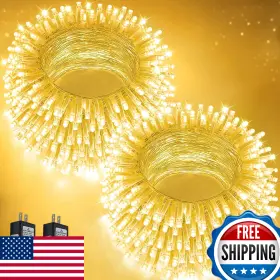 B0fmk9cfqt Sanjicha 2-pack 66ft 200 Led String Lights Indoor/outdoor Waterproof Christmas