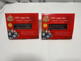 Santas Galaxy 195583589186 Red Mini Christmas Tree Lights Set Of 2 100 Count Green Cable Indoor/outdoor