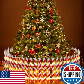B0ddc3zhlj Sasylvia Christmas Tree Fence With Led String Light Wooden Xmas Gate Candy