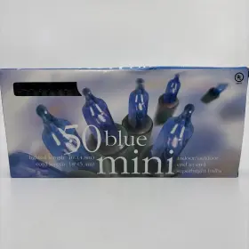 Seasonal Specialties 741895775405 50 Blue Mini Hanukkah Christmas Indoor/outdoor String Lights 16ft Green Wire
