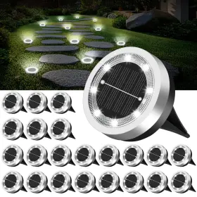 Senlukit 759176622997 Mini Solar Ground Lights Outdoor 24 Pack Waterproof Upgraded Anti-rust