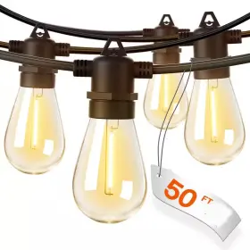 Senqwfa 445025290235 50ft Outdoor String Lights Led Edison Shatterproof Bulbs Weatherproof Commercial