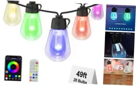 Cs-dfqy-gs14 Shenzhen Dongfang Qiyi Optoelectronic Technology Co. Ltd Outdoor String Lights 49ft Rgb Patio With Ip65 Waterproof 20 Bulbs
