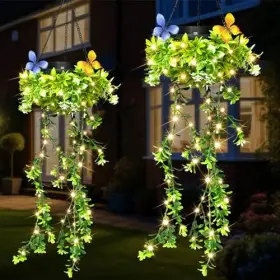 Sl-2025-001 Shililife Solar Powered Hanging Garden Lights - 2 Pack Artificial Plants 66 Led Fairy