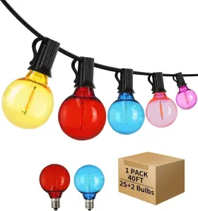 Shineu 313053727726 40ft Led Outdoor String Lights Waterproof G40 Globe Lighting For Pa