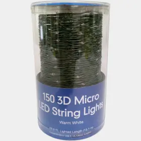 G9276912 Sienna Color Christmas 150 3d Micro Led String Lights Warm White 49.6ft Ul Listed