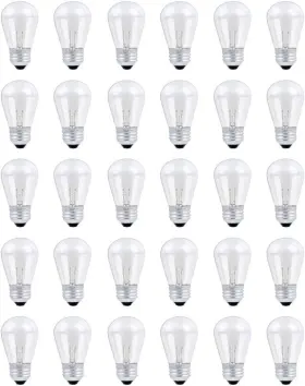 Skullis 313054182135 30 Pack S14 Outdoor String Light Bulbs Set Orange 120v 11w Clear