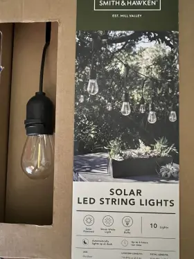 Smith & Hawken 191908723662 And 10ct Outdoor Solar String Lights - Black