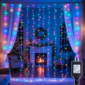 B0f4wz97r3 Soagrc 300 Led Rainbow Curtain String Lights 9.8x9.8ft Plug-in Timer 8 Modes