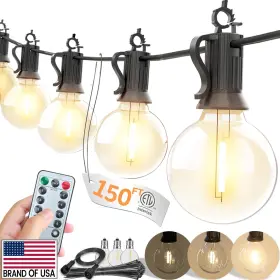 Solros Studio 679065851171 150ft Outdoor String Lights With Remote Controller - G40 Globe Led Patio Ligh