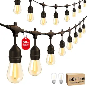 Sonash 313057057065 50ft Led Outdoor String Lights Waterproof Patio With Shatterproof Bulbs