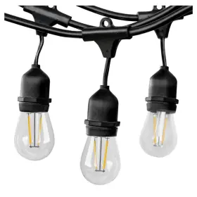 Sc-ls100 Sonicgrace Led Edison String-light 48ft 15-bulb Waterproof Plug-in Outdoor Black