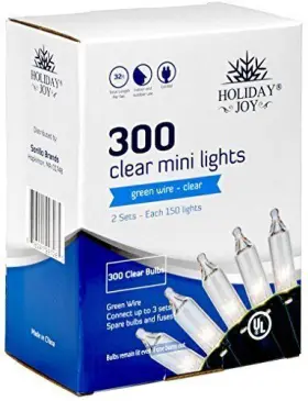 Sorillo Brands 616241997285 300 Count White Green Wire Christmas Tree String Lights - Clear