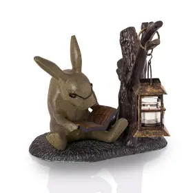 53032 Spi Home Cast Aluminum Booklover Rabbit Garden Lantern Candle Holder Statue