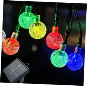 Splocolor So-sc-m-30 Solar String Lights Outdoor 20ft Waterproof 30 Leds 8 Modes Crystal Multicolor