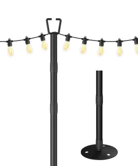 Spd-slp-hg-1 Sprimden 10ft String Light Poles For Outdoor Decor 10 Feet Tall Black