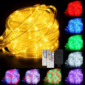 B07tjvqj7l Starryever 66ft 200led Rgb Rope Light Outdoor String Lights 24 Colors Warm Whi