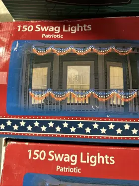 309630 Stars & Stripes Series 150 Patriotic Swag Light Set Olympic New Box