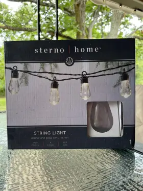 Sterno Home 627442192713 10.5ft Led Outdoor String Lights Glass And Black Plastic New Sterno Home 627442192713 10.5ft Led Outdoor String Lights Glass And Black Plastic New