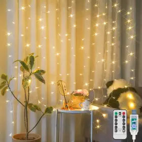 B0fjrkmfmf Suddus 150 Led Warm White Curtain Fairy String Lights Indoor Outdoor Decor