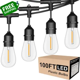 Sufeimas 445012281277 Outdoor String Lights Led 100ft Commercial Grade Heavy Duty With 30 Sockets 32 S