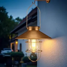 Sun Lighting 712317317350 Solar Lantern Outdoor Waterproof Hanging Light Vintage Metal Bronze Color
