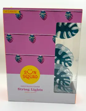 009094533 Sun Squad Indoor Outdoor String Lights Palm Monstera 10 Weather Resistant