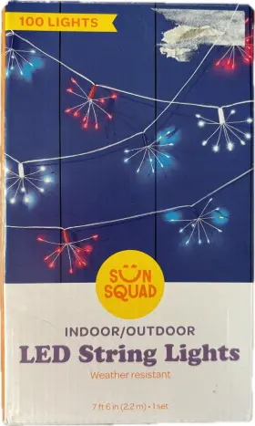 Sun Squad 028208851507 Indoor/outdoor Led String Lights 100 American Red White Blue