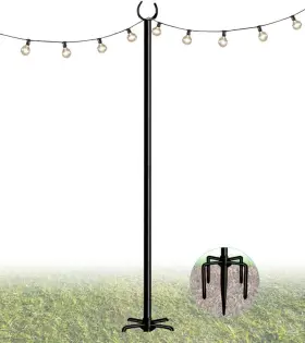Sgy-pstl-10ft-mte Sungaryard 10ft String Light Pole Stand Outdoor Matte Black
