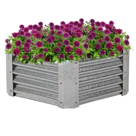 Rcm-lg476 Sunnydaze Decor Corrugated Steel Hexagon Raised Garden Bed - Gray 40 In By