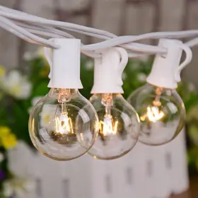 Sunsgne 009075450257 100ft Patio String Lights G40 Outdoor With 105 Clear Globe Edi