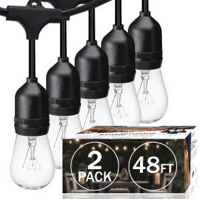 St-2p-ind Sunthin 2 Pack 48ft Outdoor String Lights Hanging Incandescent