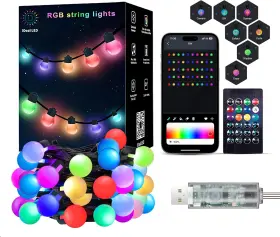 Hcl-001 Superrgb Outdoor String Lights 33ft Patio With Dimmable 50 Globe Rgb Led Bulbs C