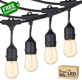 H05rn-f Svater Outdoor String Lights Led 105ft Commercial Grade Patio With 1w Di