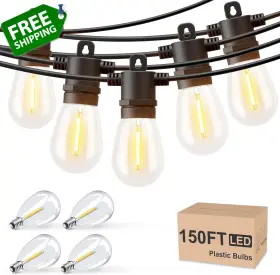 Il-e12-1805015 Svater Outdoor String Lights 150 Ft Patio Waterproof Ip65 With Shatterpr