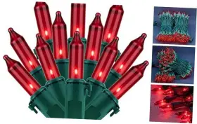 Dds-l-100e Sweet Lighting Llc. Dds-l-100e/2f 0.34 Christmas Lights 200 66 Ft Green Wire Pack Of 2 Strands 100 Count Red