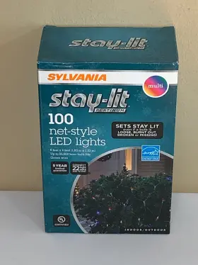 051044073 Sylvania Stay-lit 100 Net Style Led Lights 6 X 4 Feet New In Box
