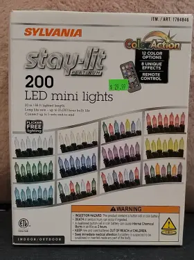 1784846 Sylvania Stay-lit Platinum Coloraction 200 Led Mini Lights With Remote Control