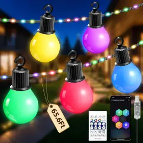 Trm-g40-20 Taormey Smart Outdoor String Lights 65.6ft Rgbic Color Changing Led Patio Light Ip67 Wa