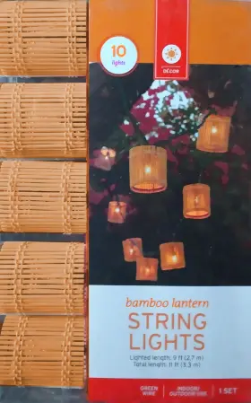 1340 Target 092239349982 Bamboo Lantern Tiki Patio String Lights - Brand New 10 Light Set